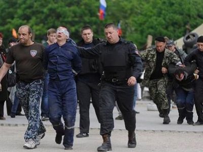 Украинские пожарные в заложниках у "ватников". Фото из фейсбука Владимира Голышева